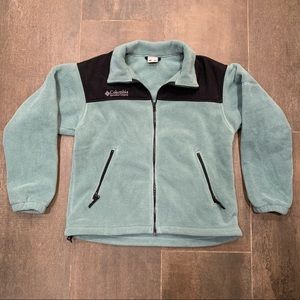 Columbia Seafoam Green and Black Fleece Jacket